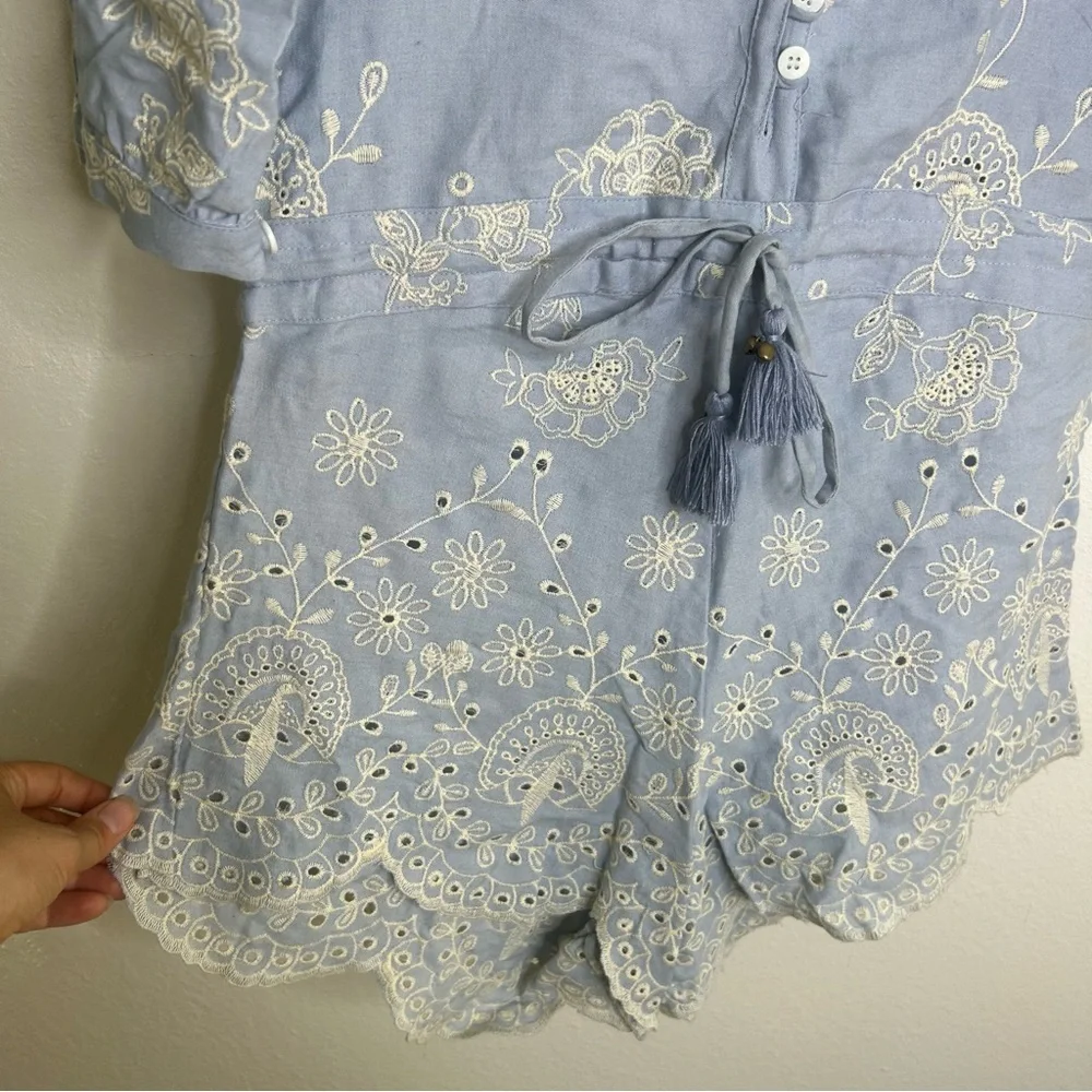 Spell & The Gypsy Casablanca Chambray Embriodered Romper Size Extra Small - Picture 9 of 14